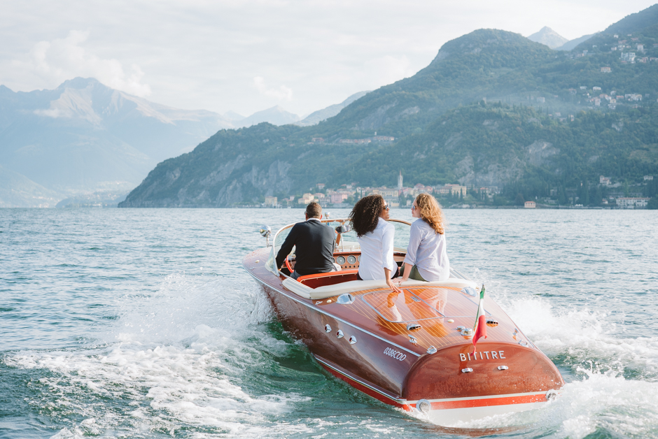 engagement photo shoot on a boat on lake como